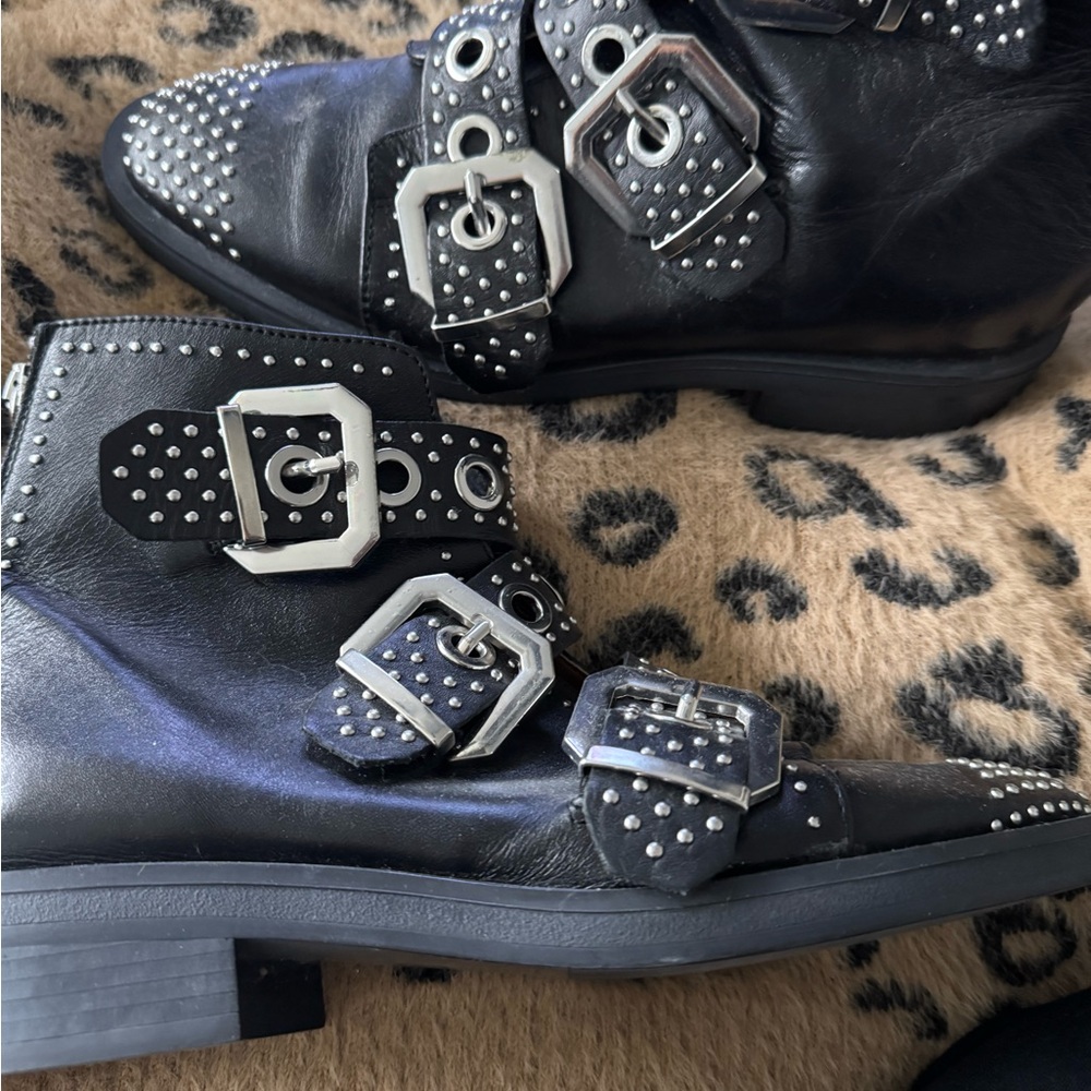 Zara Black Boots with Silver Accents